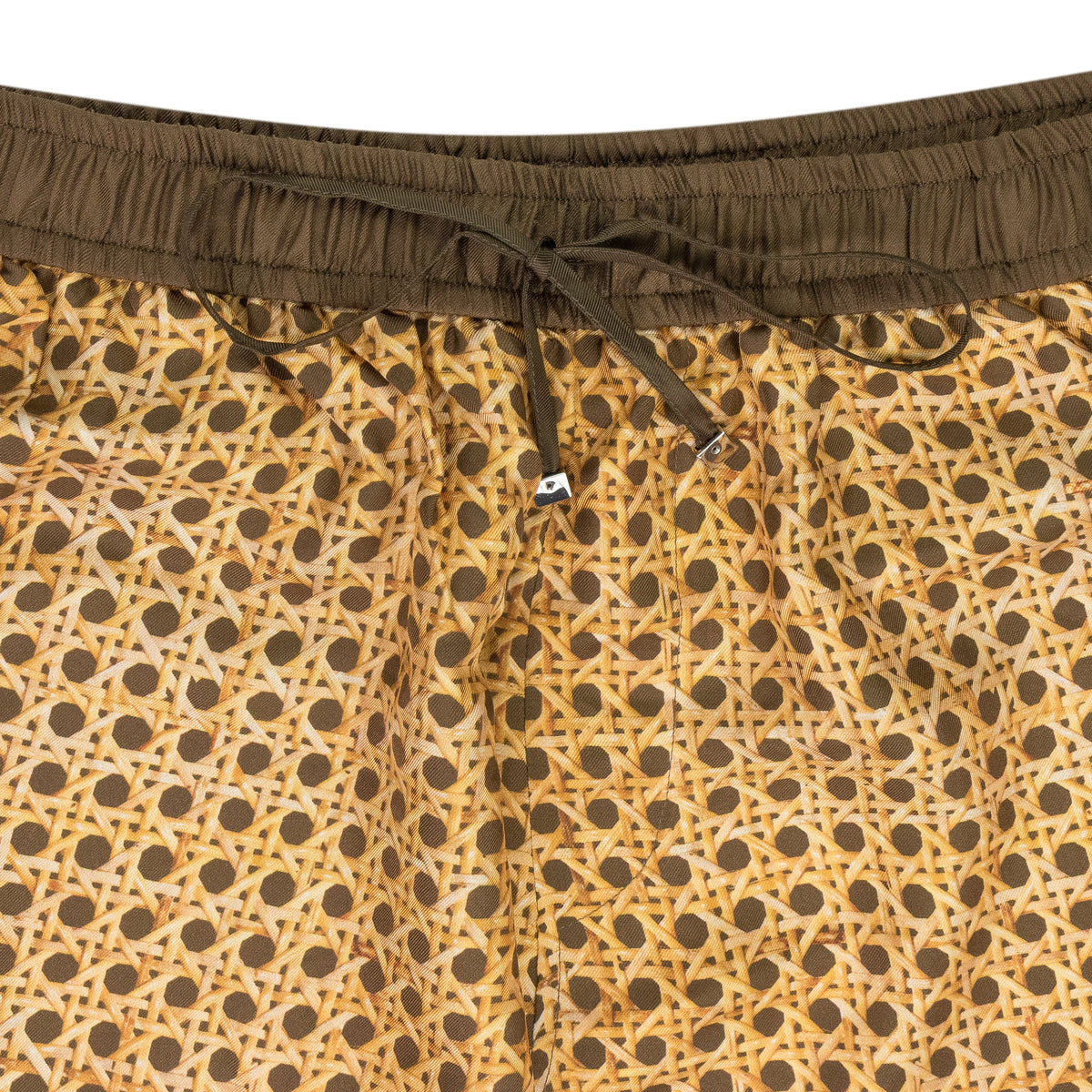 Brown Weave Pattern Silk Shorts