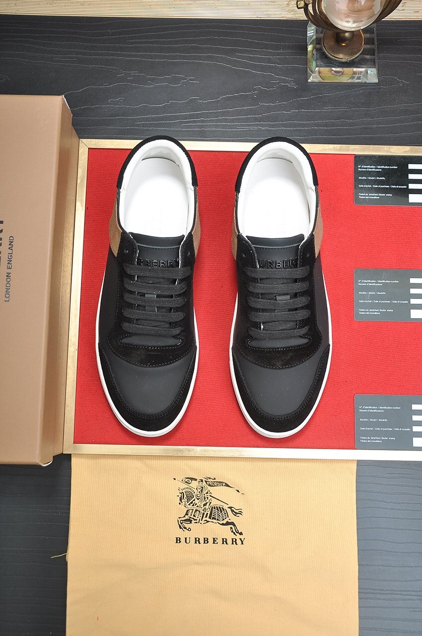 Burberry Check Heel Low-Top Sneakers - White Sole